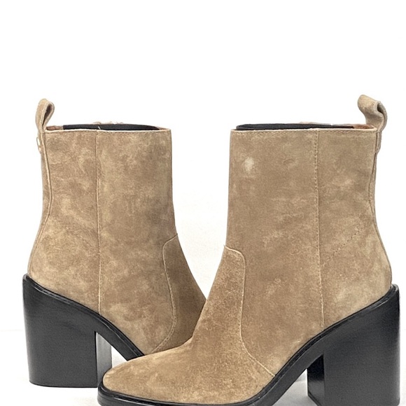 NEW TORY BURCH SIERRA HEELED ANKLE BOOT TAN SUEDE - Picture 4 of 6